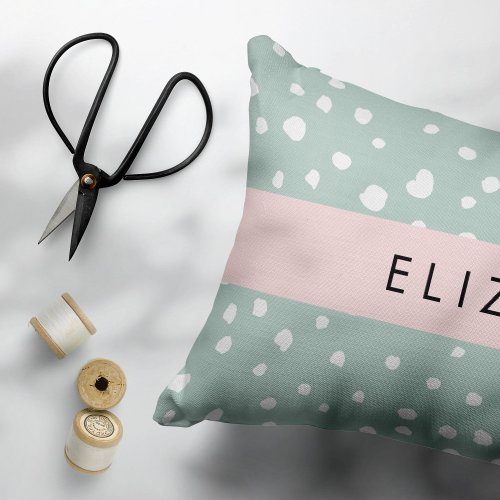 Mint Green Dalmatian Dots Spots Your Name Pillow Case