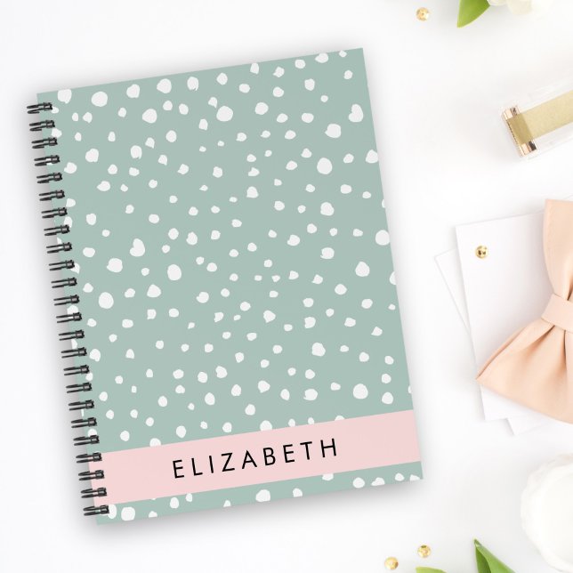 Mint Green Dalmatian Dots, Spots, Your Name Planner (Creator Uploaded)