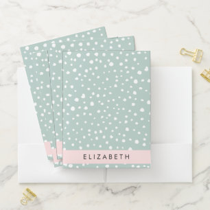 Mint Green Dalmatian Dots, Spots, Your Name Pocket Folder