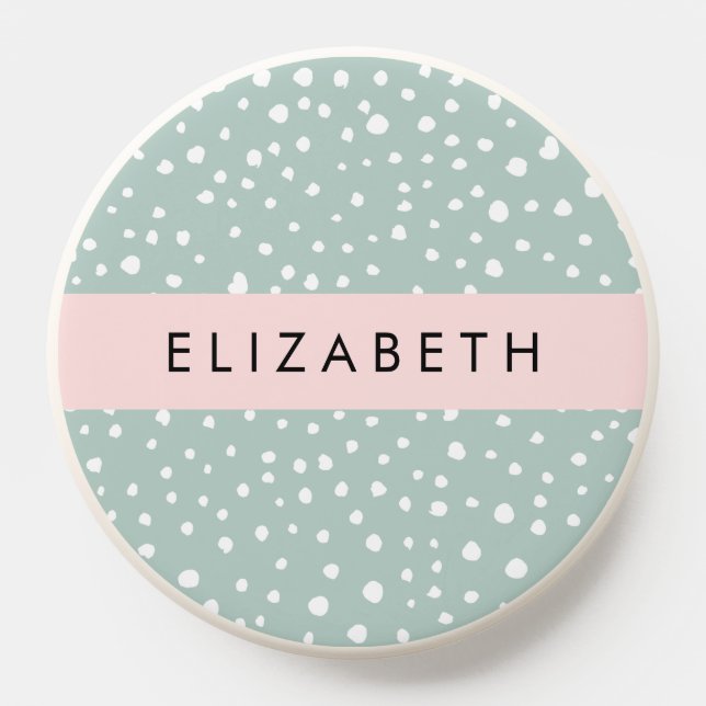 Mint Green Dalmatian Dots, Spots, Your Name PopSocket (Popsocket)