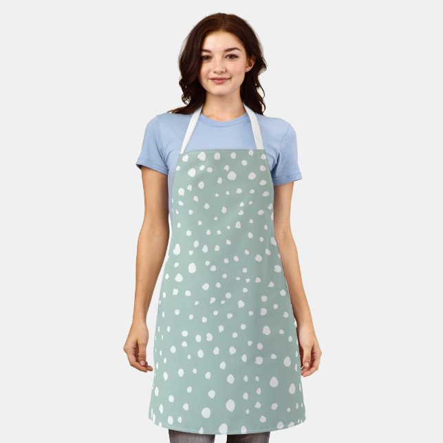 Mint Green Dalmatian Spots, Dalmatian Dots, Dotted Apron (Worn)