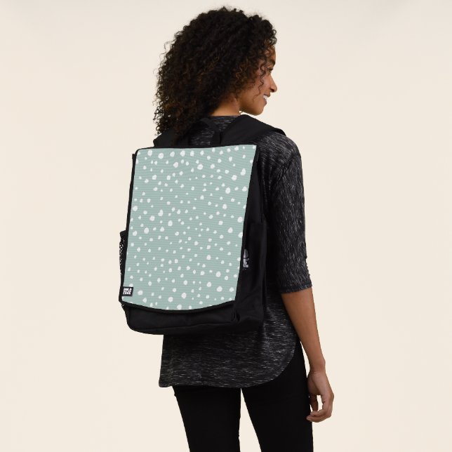 Mint Green Dalmatian Spots, Dalmatian Dots, Dotted Backpack (Worn)