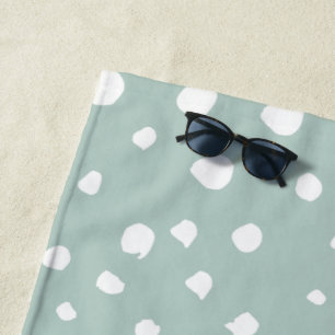 Mint Green Dalmatian Spots, Dalmatian Dots, Dotted Beach Towel