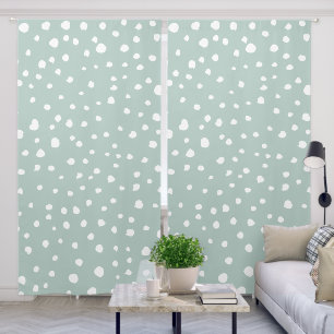 Mint Green Dalmatian Spots, Dalmatian Dots, Dotted Blackout Curtains