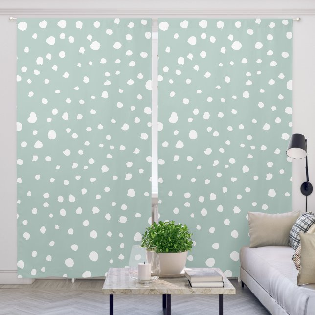 Mint Green Dalmatian Spots, Dalmatian Dots, Dotted Blackout Curtains (Living Room)