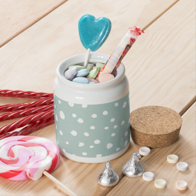 Mint Green Dalmatian Spots, Dalmatian Dots, Dotted Candy Jar (In Situ)