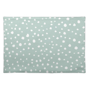 Mint Green Dalmatian Spots, Dalmatian Dots, Dotted Cloth Placemat