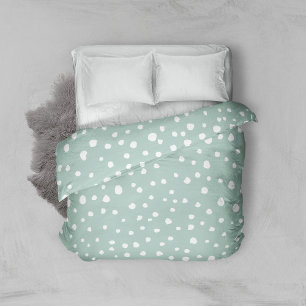 Mint Green Dalmatian Spots, Dalmatian Dots, Dotted Duvet Cover