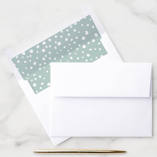 Mint Green Dalmatian Spots, Dalmatian Dots, Dotted Envelope Liner (Desk)