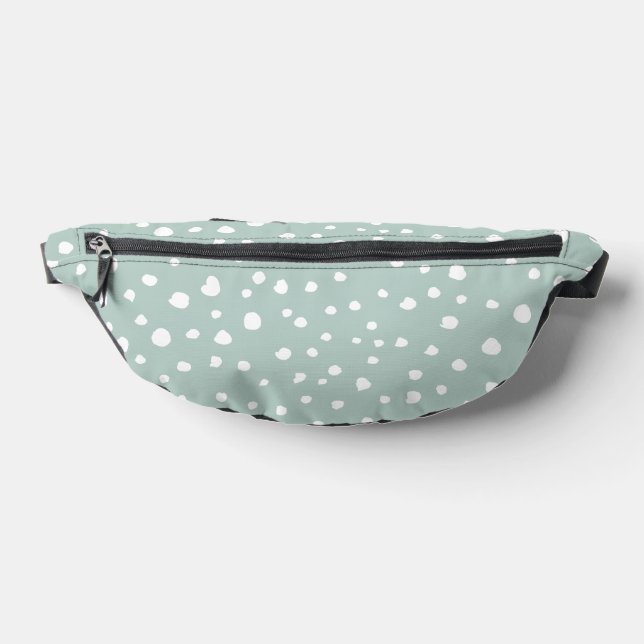 Mint Green Dalmatian Spots, Dalmatian Dots, Dotted Fanny Pack (Lay Down)