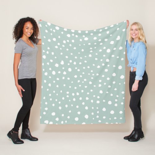Mint Green Dalmatian Spots Dalmatian Dots Dotted Fleece Blanket