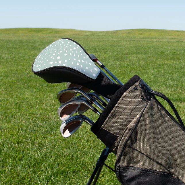 Mint Green Dalmatian Spots, Dalmatian Dots, Dotted Golf Head Cover (In Situ)