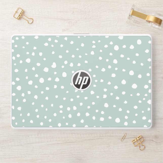 Mint Green Dalmatian Spots, Dalmatian Dots, Dotted HP Laptop Skin (Desk)