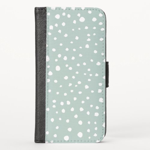 Mint Green Dalmatian Spots Dalmatian Dots Dotted iPhone X Wallet Case