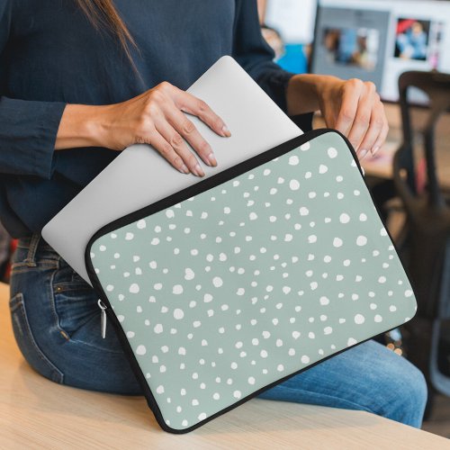 Mint Green Dalmatian Spots Dalmatian Dots Dotted Laptop Sleeve