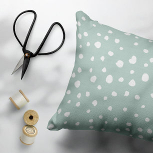 Mint Green Dalmatian Spots, Dalmatian Dots, Dotted Pillow Case