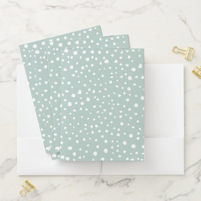 Mint Green Dalmatian Spots, Dalmatian Dots, Dotted Pocket Folder (In Situ)