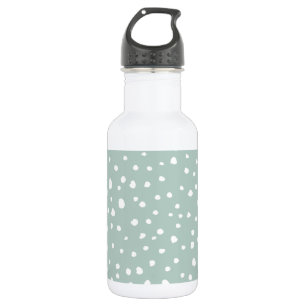 Mint Green Dalmatian Spots, Dalmatian Dots, Dotted Stainless Steel Water Bottle
