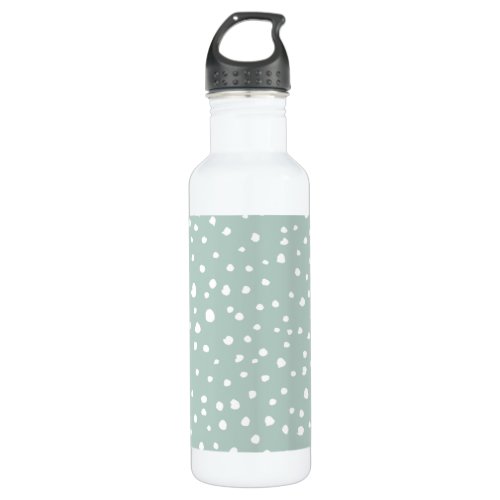 Mint Green Dalmatian Spots Dalmatian Dots Dotted Stainless Steel Water Bottle