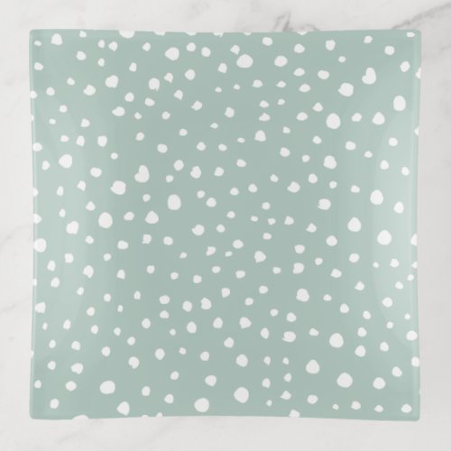 Mint Green Dalmatian Spots Dalmatian Dots Dotted Trinket Tray