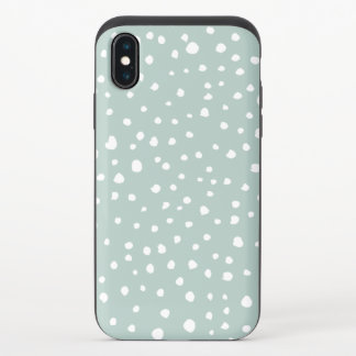 Mint Green Dalmatian Spots, Dalmatian Dots, Dotted iPhone X Slider Case
