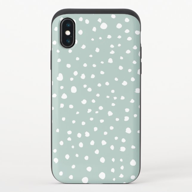 Mint Green Dalmatian Spots, Dalmatian Dots, Dotted Uncommon iPhone Case (Back)