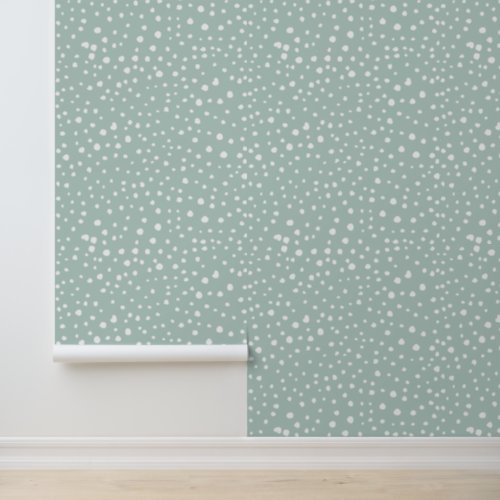 Mint Green Dalmatian Spots Dalmatian Dots Dotted Wallpaper