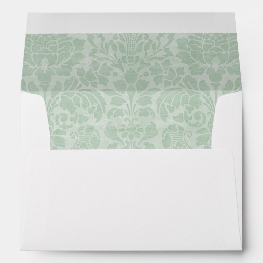 Mint Green Damask A7 5.25x7.25 Envelope