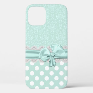 Mint Green Damask iPhone 12 Case