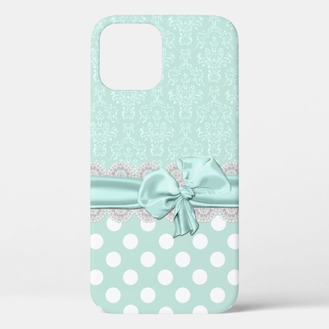 Mint Green Damask  Case-Mate iPhone Case (Back)
