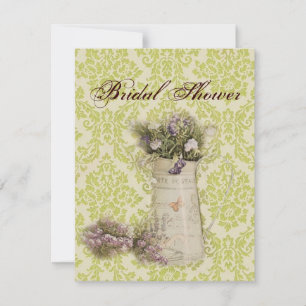 mint green damask country wildflower wedding invitation