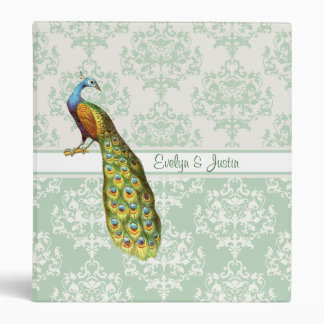 Mint Green Damask & Peacock Custom Binder