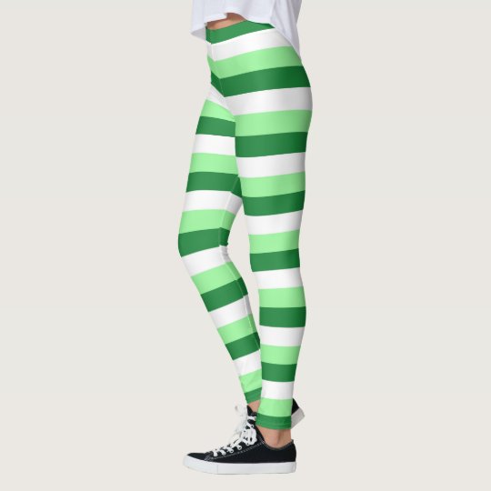 Mint Green, Dark Green and White Stripes Leggings | Zazzle.com