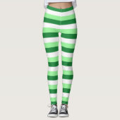 Mint Green, Dark Green and White Stripes Leggings | Zazzle