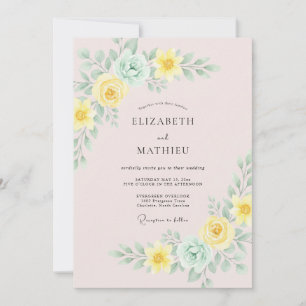Mint Green Delicate Blossom Wedding Invitation