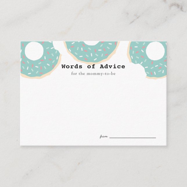 Mint Green Donut Baby Shower Advice Cards (Front)