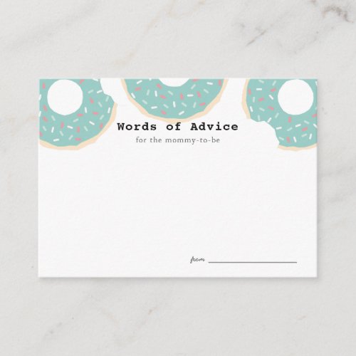 Mint Green Donut Baby Shower Advice Cards