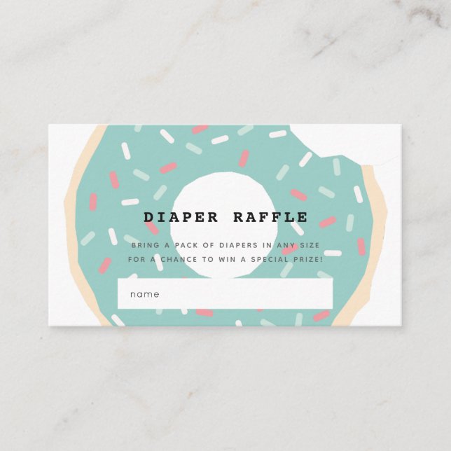 Mint Green Donut Baby Shower Diaper Raffle Ticket Enclosure Card (Front)