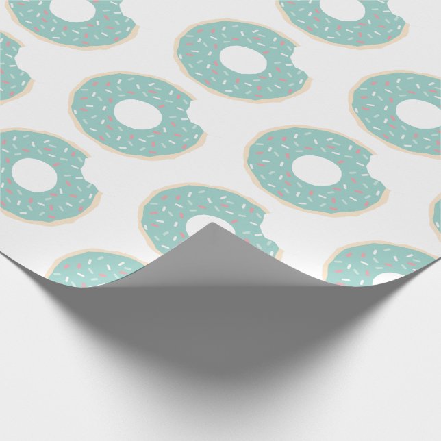 Mint Green Donut Pattern Wrapping Paper (Corner)