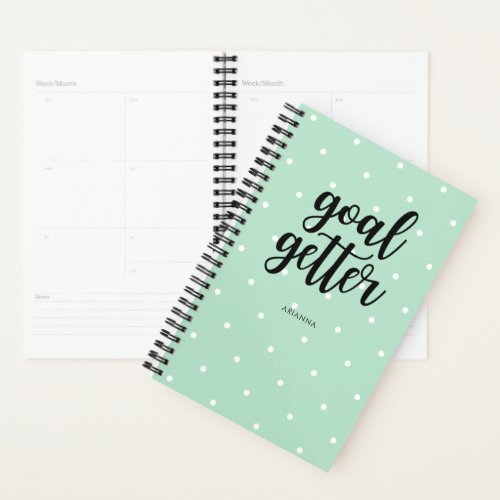 Mint Green Dots and Black Typography  Goal Getter Planner