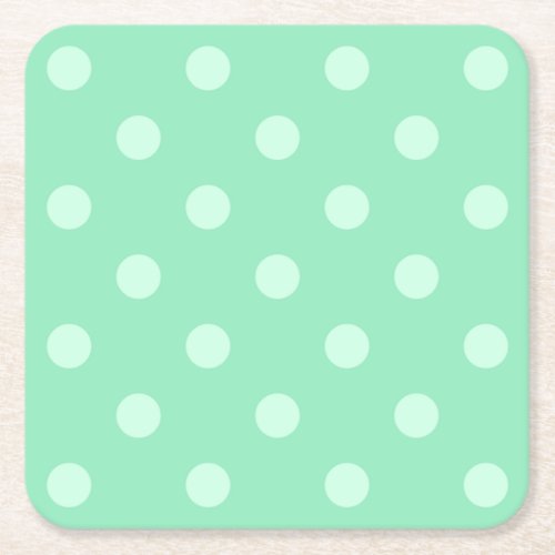 Mint Green Dots Classic Elegant Rustic Template Square Paper Coaster