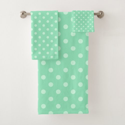 Mint Green Dotted Rustic Elegant Trendy Template Bath Towel Set