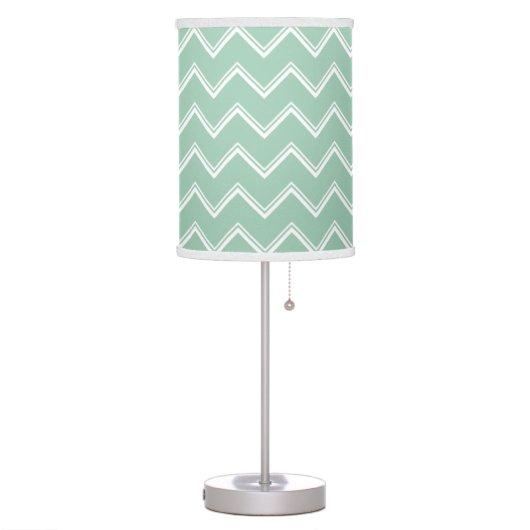 Mint Green Double Chevron Pattern Table Lamp (Left)