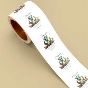 Mint Green Dragon Baby Shower Thank You Sticker