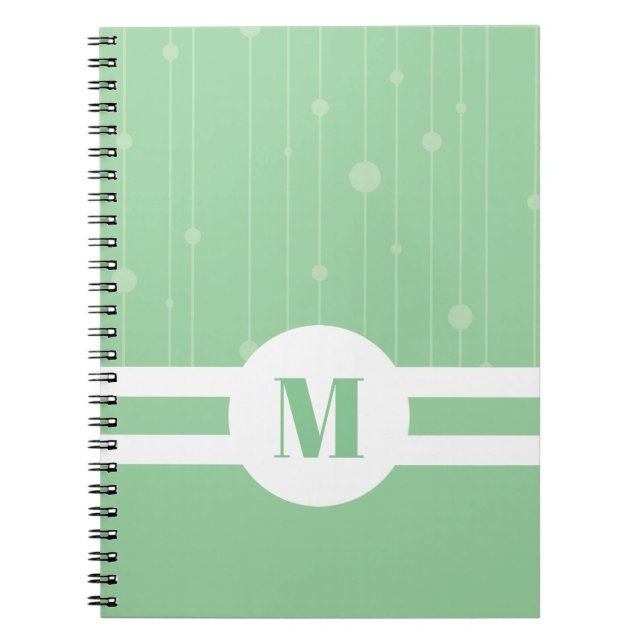 Mint green ecofriendly monogram pastel modern notebook (Front)