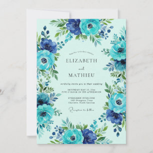 Mint Green Effervescent Summer Wedding Invitation