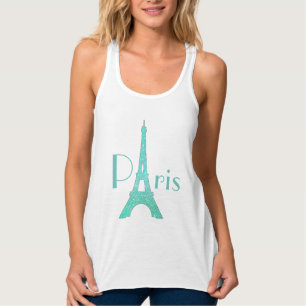 Mint Green Eiffel Tower Paris Tank Top