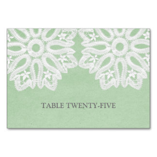 Mint Green Elegant Lace Table Card