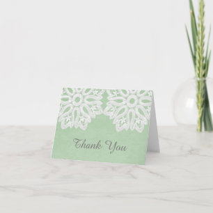 Mint Green Elegant Lace Thank You Card