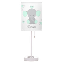 Mint Green Elephant Baby Nursery Safari Animals Table Lamp